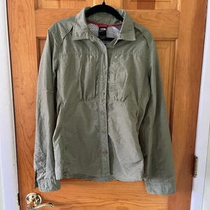 The North Face Women’s Light Jacket Top Green Khaki Button up Shirt XS Hiking